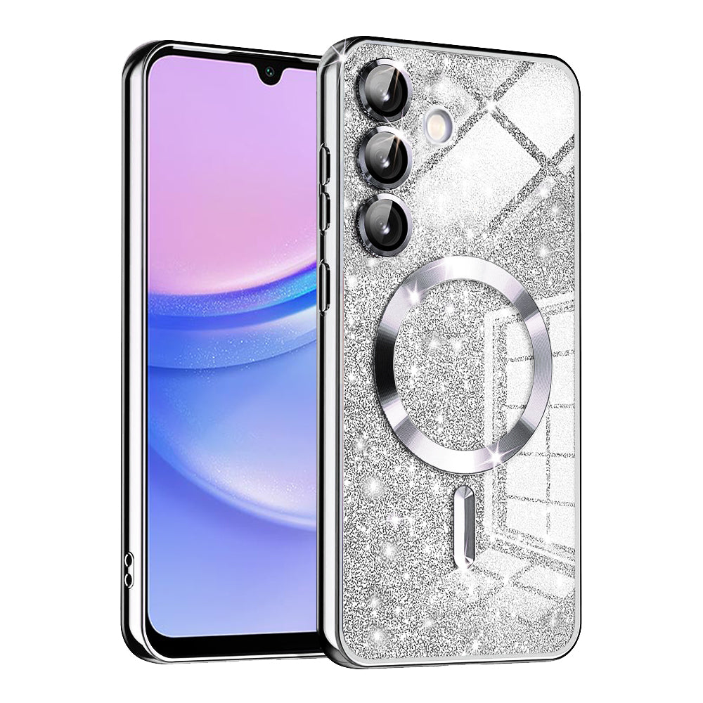 MagSafe-deksel for Samsung Galaxy A15 5G A156 / A15 A155, Techsuit, Luxury Glitter, Sølv