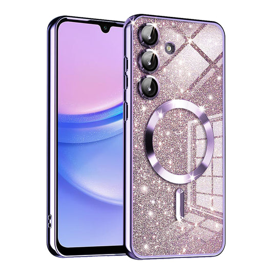 MagSafe-deksel for Samsung Galaxy A15 5G A156 / A15 A155, Techsuit, Luxury Glitter, Lys lilla
