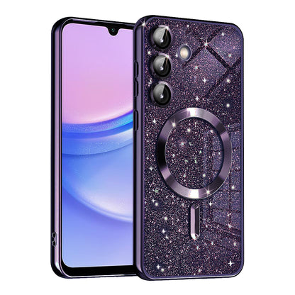 MagSafe-deksel for Samsung Galaxy A15 5G A156 / A15 A155, Techsuit, Luxury Glitter, Mørk lilla