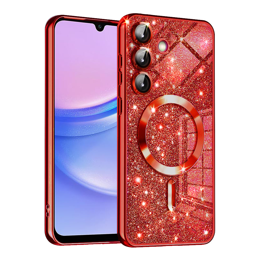 MagSafe-deksel for Samsung Galaxy A15 5G A156 / A15 A155, Techsuit, Luxury Glitter, Rød