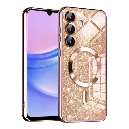 MagSafe-deksel for Samsung Galaxy A15 5G A156 / A15 A155, Techsuit, Luxury Glitter, Rosa Gull