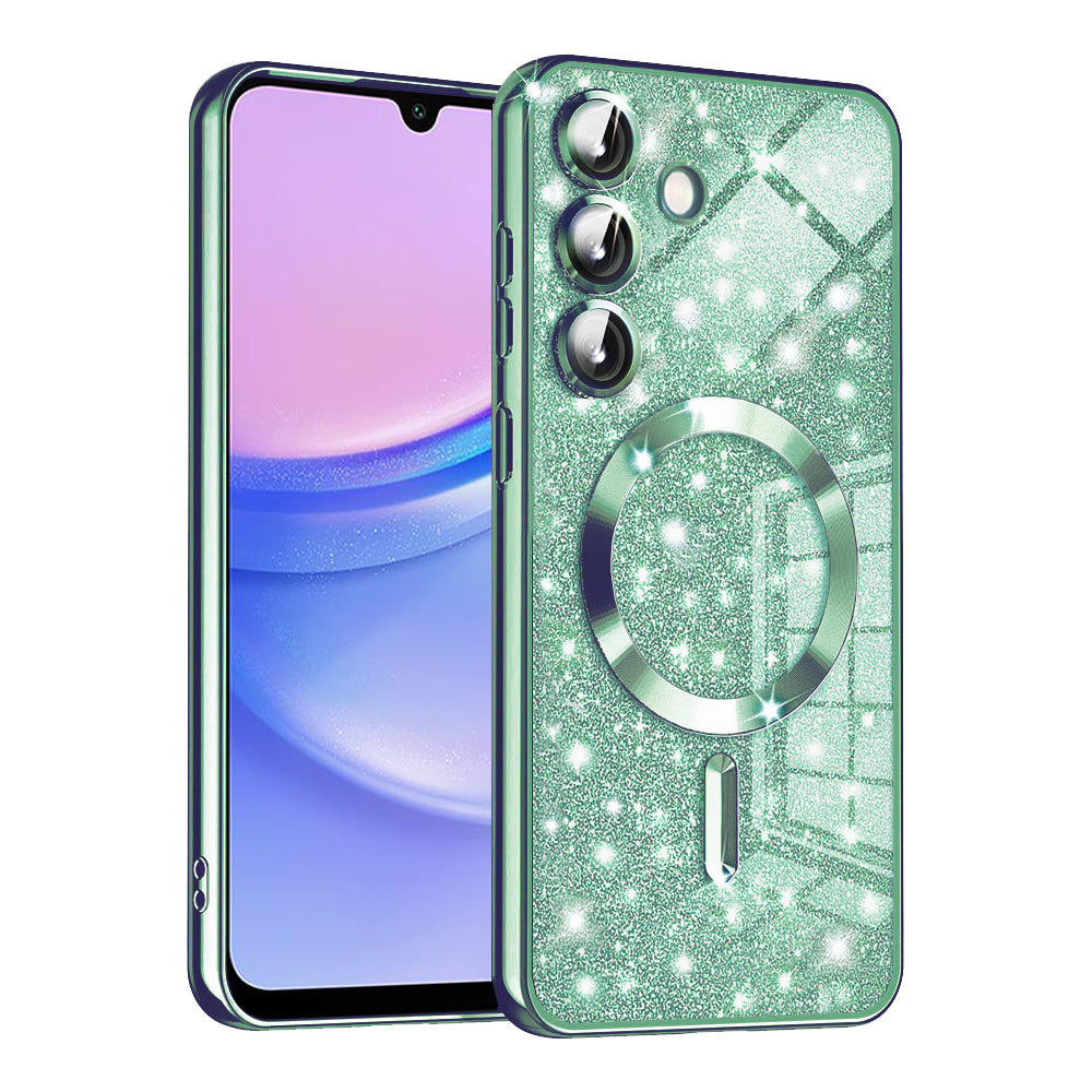 MagSafe-deksel for Samsung Galaxy A15 5G A156 / A15 A155, Techsuit, Luxury Glitter, Lys grønn