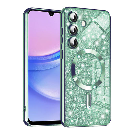 MagSafe-deksel for Samsung Galaxy A15 5G A156 / A15 A155, Techsuit, Luxury Glitter, Lys grønn