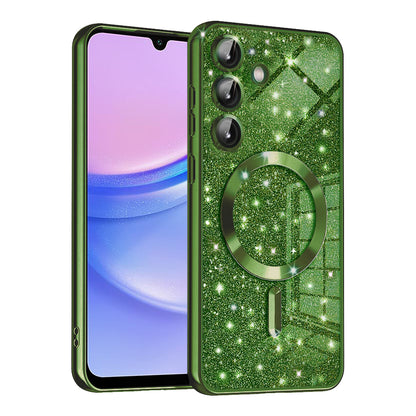 MagSafe-deksel for Samsung Galaxy A15 5G A156 / A15 A155, Techsuit, Luxury Glitter, Mørkegrønn