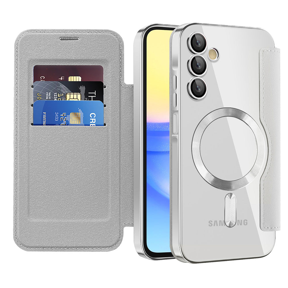 MagSafe-deksel for Samsung Galaxy A15 5G A156 / A15 A155, Techsuit, SmartMag Book, Grå