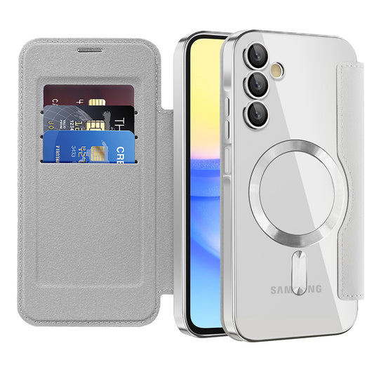MagSafe-deksel for Samsung Galaxy A15 5G A156 / A15 A155, Techsuit, SmartMag Book, Grå