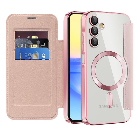 MagSafe-deksel for Samsung Galaxy A15 5G A156 / A15 A155, Techsuit, SmartMag Book, Rosa
