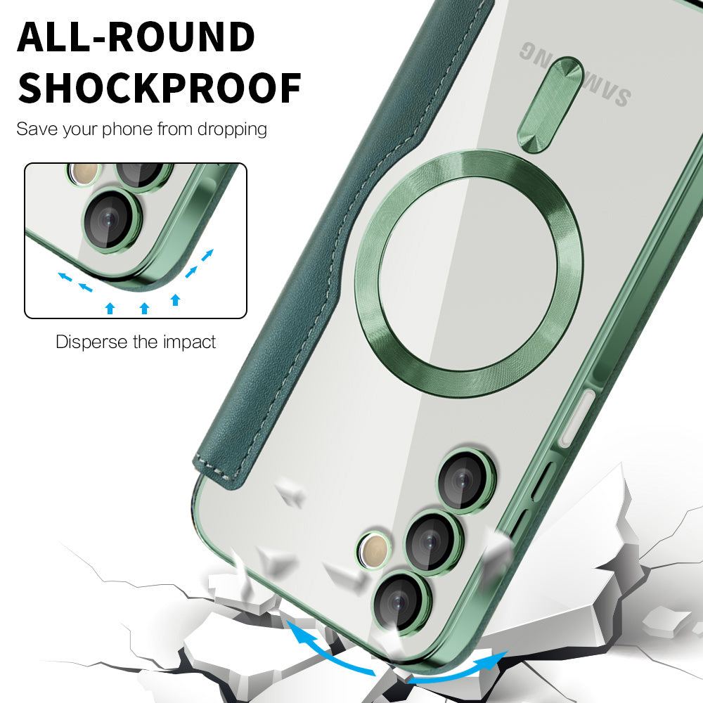 MagSafe-deksel for Samsung Galaxy A15 5G A156 / A15 A155, Techsuit, SmartMag Book, Grønn