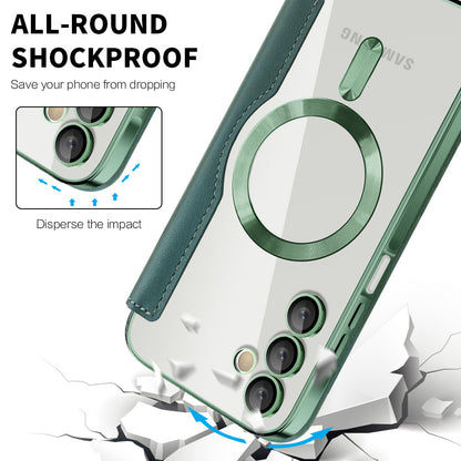 MagSafe-deksel for Samsung Galaxy A15 5G A156 / A15 A155, Techsuit, SmartMag Book, Grønn