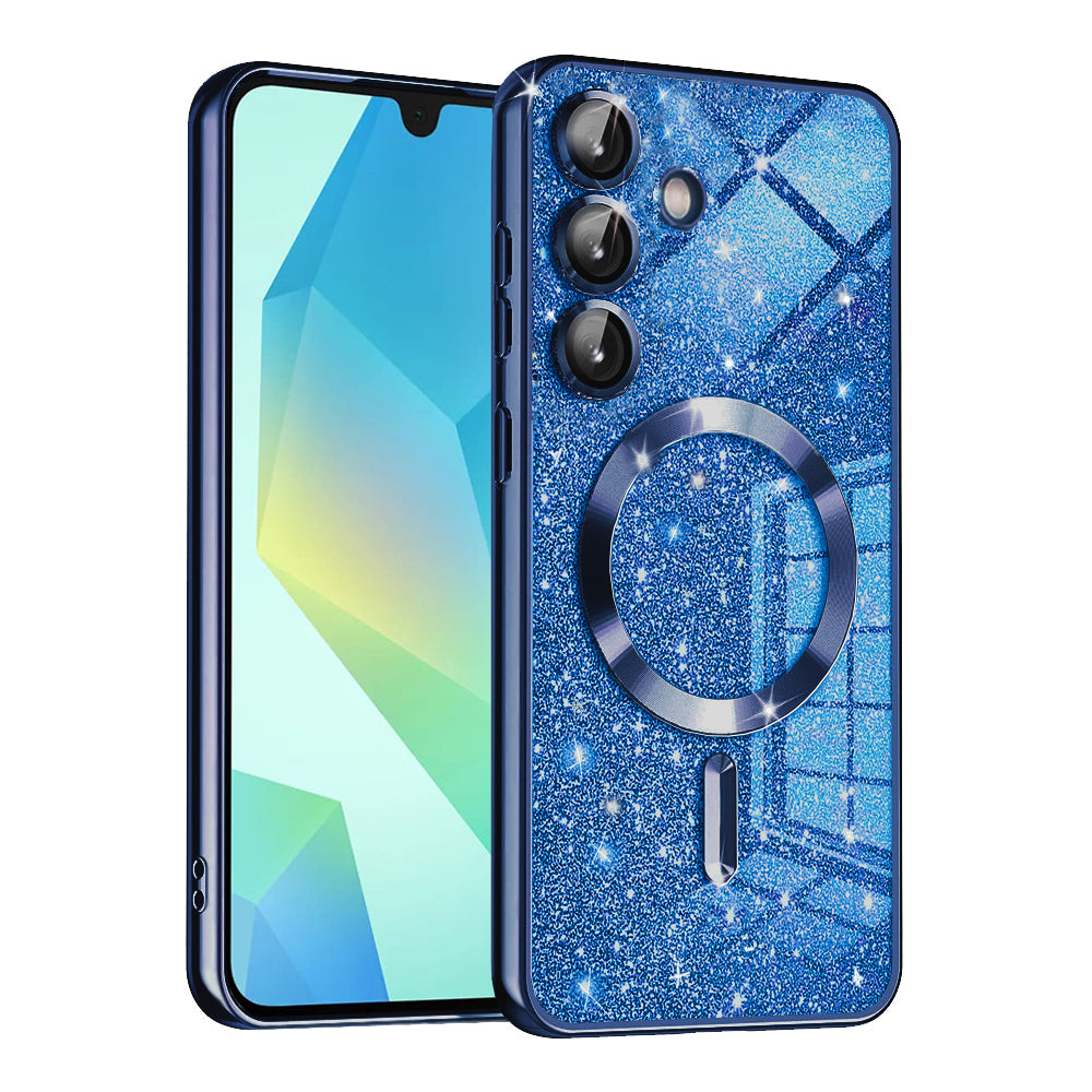 MagSafe-deksel for Samsung Galaxy A16 5G A166 / A16 4G A165, Techsuit, Luxury Glitter, Mørk blå