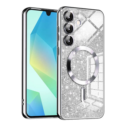 MagSafe-deksel for Samsung Galaxy A16 5G A166 / A16 4G A165, Techsuit, Luxury Glitter, Sølv