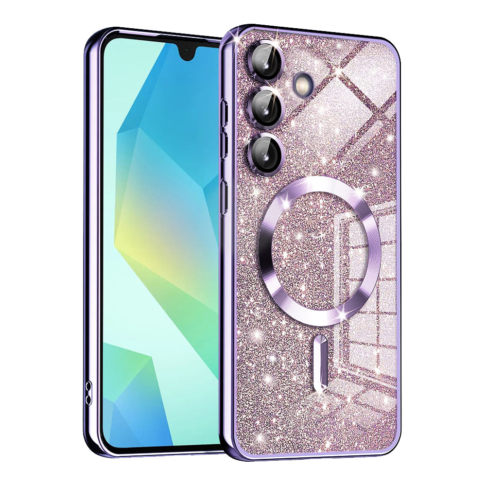 MagSafe-deksel for Samsung Galaxy A16 5G A166 / A16 4G A165, Techsuit, Luxury Glitter, Lys lilla