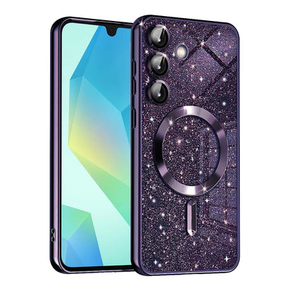 MagSafe-deksel for Samsung Galaxy A16 5G A166 / A16 4G A165, Techsuit, Luxury Glitter, Mørk lilla