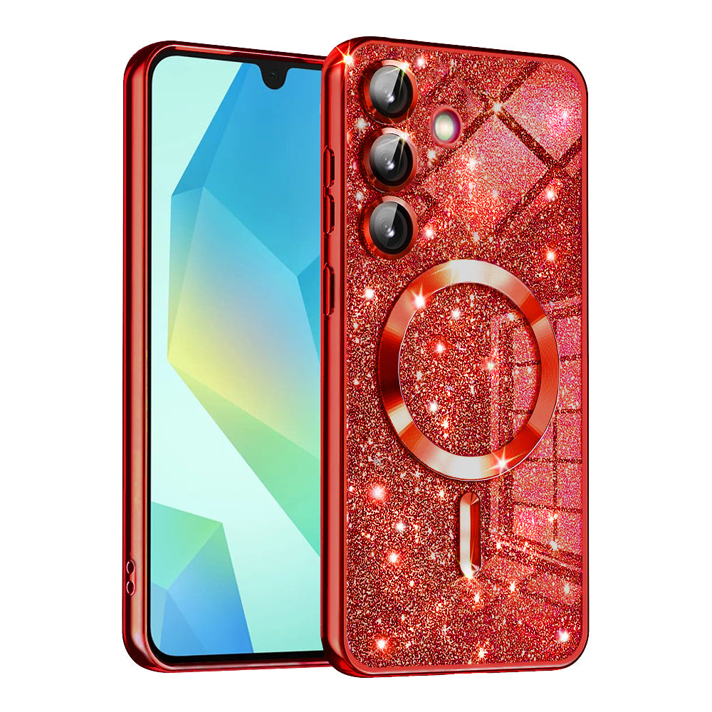 MagSafe-deksel for Samsung Galaxy A16 5G A166 / A16 4G A165, Techsuit, Luxury Glitter, Rød