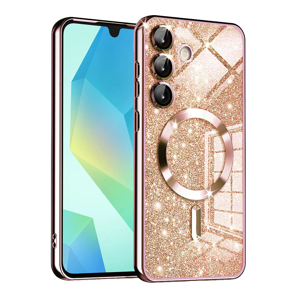 MagSafe-deksel for Samsung Galaxy A16 5G A166 / A16 4G A165, Techsuit, Luxury Glitter, Rosa Gull