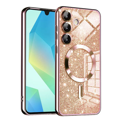 MagSafe-deksel for Samsung Galaxy A16 5G A166 / A16 4G A165, Techsuit, Luxury Glitter, Rosa Gull