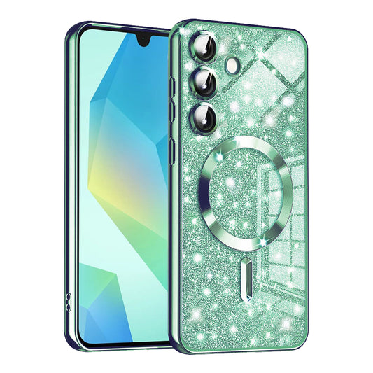 MagSafe-deksel for Samsung Galaxy A16 5G A166 / A16 4G A165, Techsuit, Luxury Glitter, Lys grønn