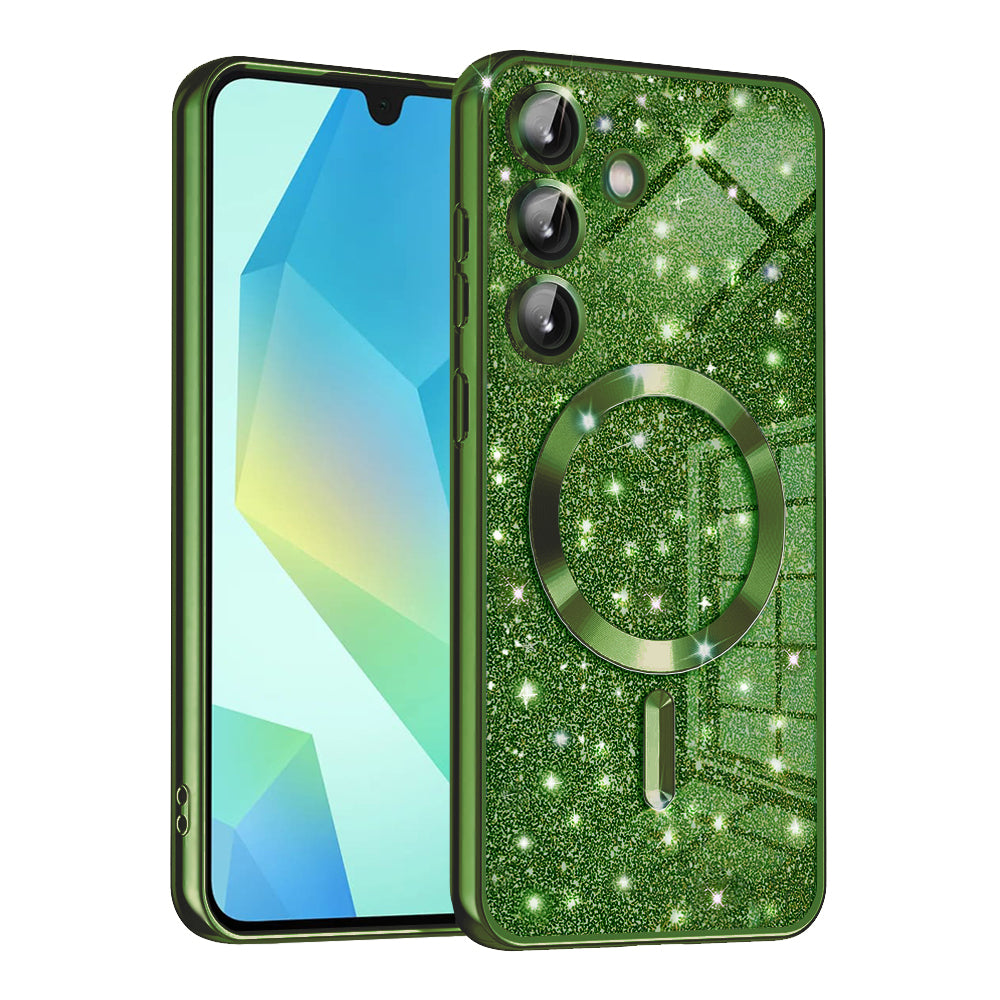 MagSafe-deksel for Samsung Galaxy A16 5G A166 / A16 4G A165, Techsuit, Luxury Glitter, Mørkegrønn