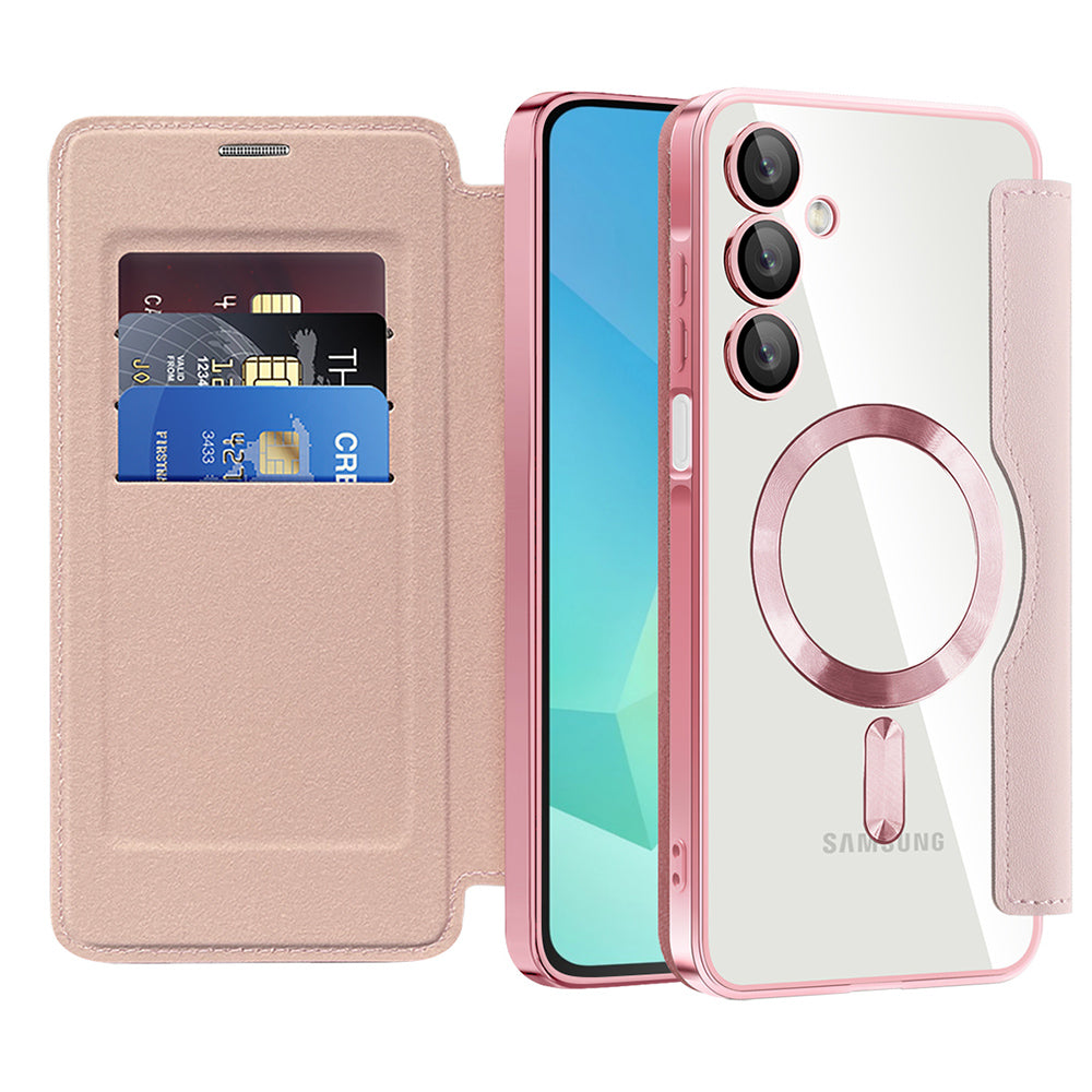 MagSafe-deksel for Samsung Galaxy A16 5G A166 / A16 4G A165, Techsuit, SmartMag Book, Rosa
