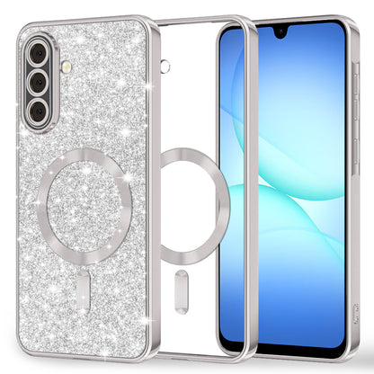 MagSafe-deksel for Samsung Galaxy A17 4G / A17 5G, Techsuit, Luxury Glitter, Sølv