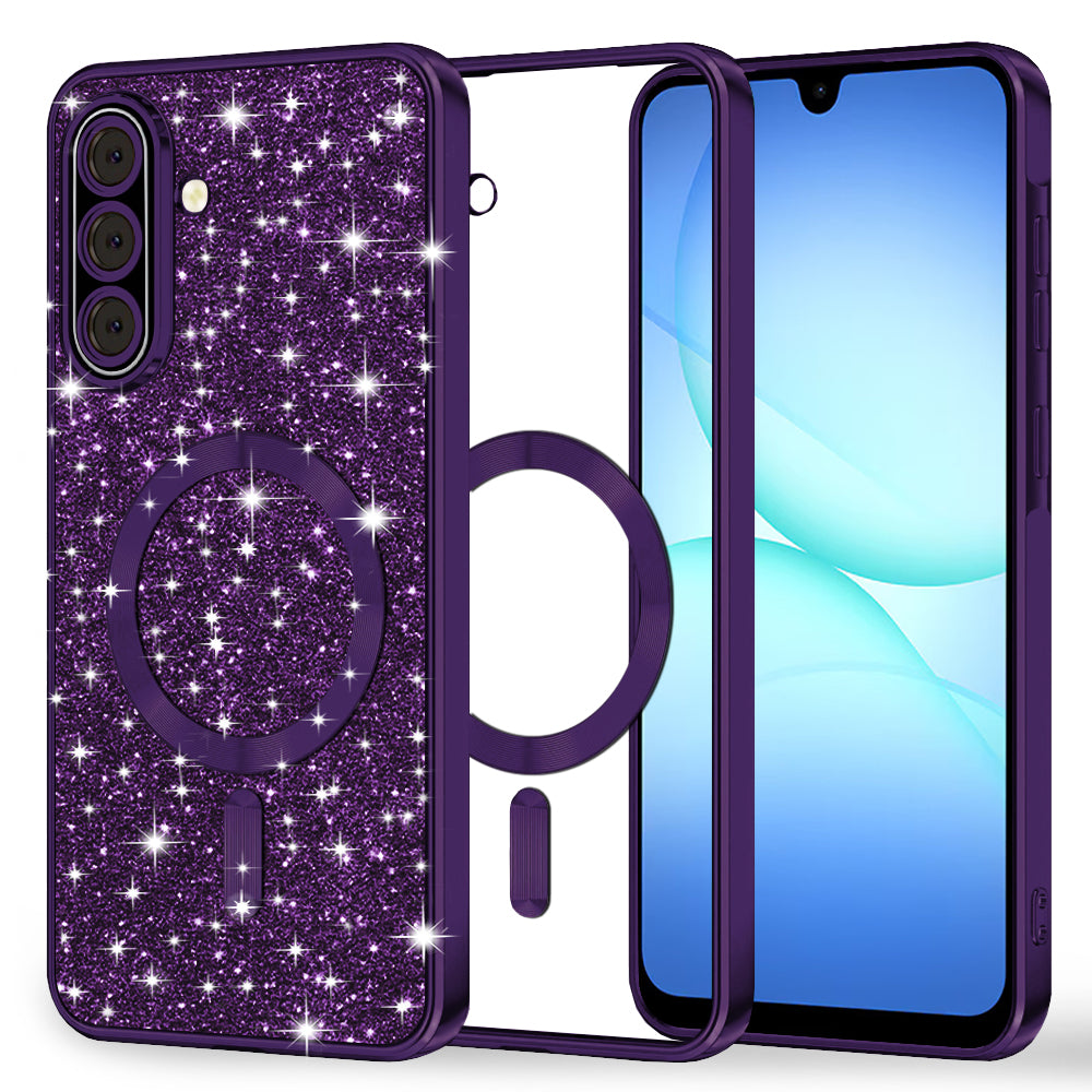 MagSafe-deksel for Samsung Galaxy A17 4G / A17 5G, Techsuit, Luxury Glitter, Mørk lilla