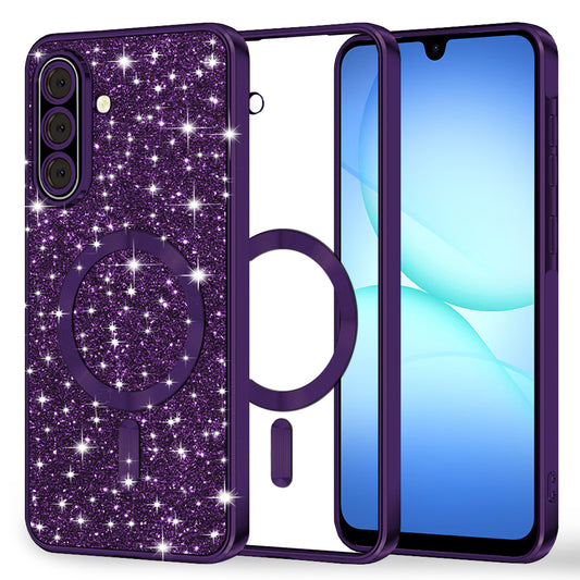 MagSafe-deksel for Samsung Galaxy A17 4G / A17 5G, Techsuit, Luxury Glitter, Mørk lilla