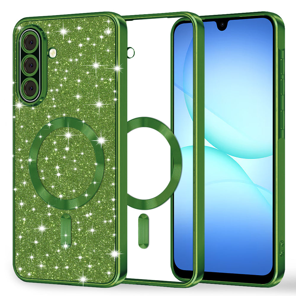 MagSafe-deksel for Samsung Galaxy A17 4G / A17 5G, Techsuit, Luxury Glitter, Mørkegrønn