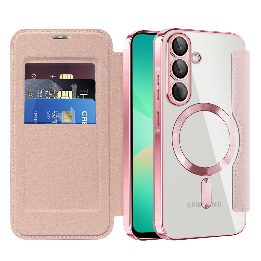 MagSafe-deksel for Samsung Galaxy A26 A266, Techsuit, SmartMag Book, Rosa