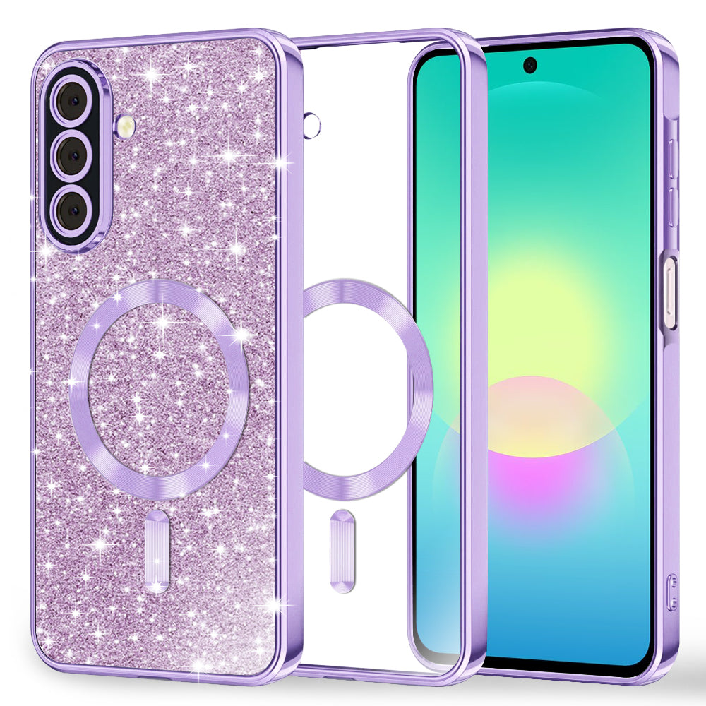 MagSafe-deksel for Samsung Galaxy A27 5G, Techsuit, Luxury Glitter, Lys lilla