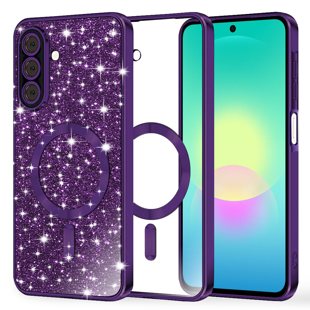 MagSafe-deksel for Samsung Galaxy A27 5G, Techsuit, Luxury Glitter, Mørk lilla