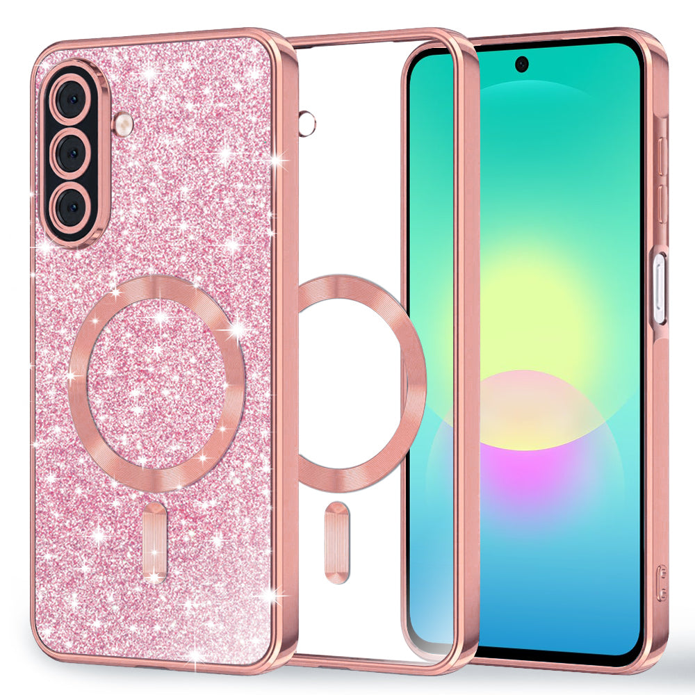 MagSafe-deksel for Samsung Galaxy A27 5G, Techsuit, Luxury Glitter, Rosa Gull