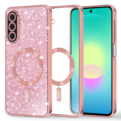MagSafe-deksel for Samsung Galaxy A27 5G, Techsuit, Luxury Glitter, Rosa Gull