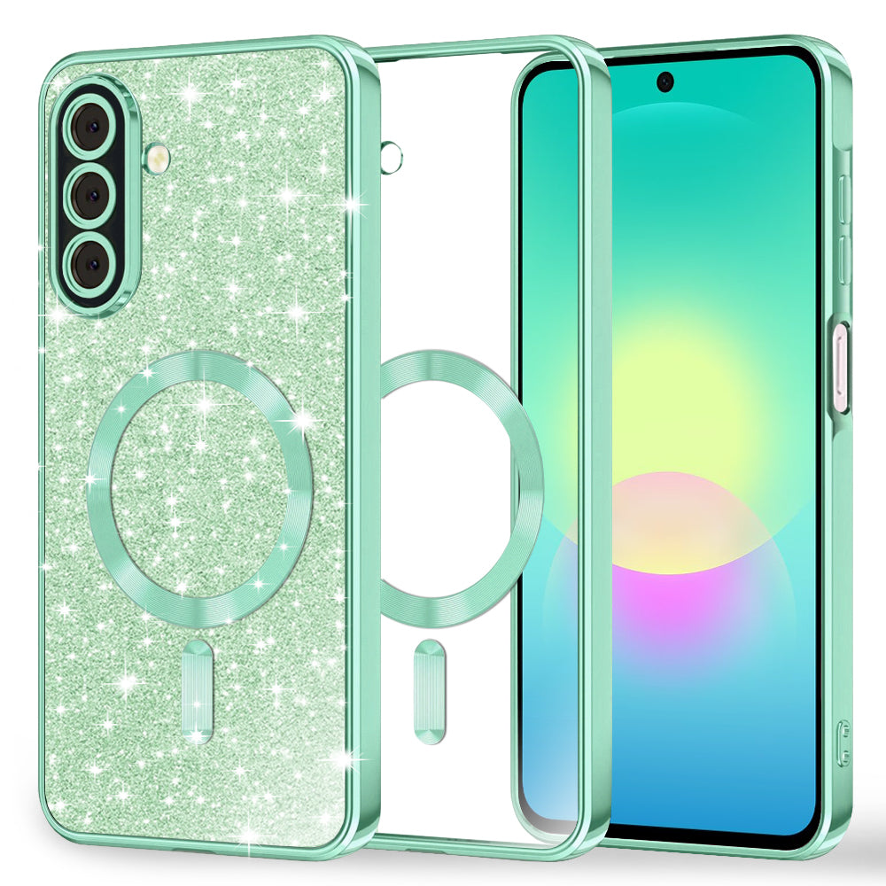 MagSafe-deksel for Samsung Galaxy A27 5G, Techsuit, Luxury Glitter, Lys grønn