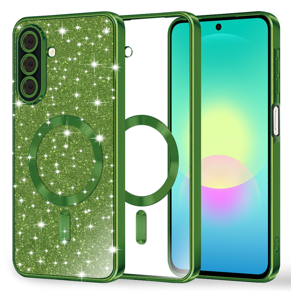 MagSafe-deksel for Samsung Galaxy A27 5G, Techsuit, Luxury Glitter, Mørkegrønn