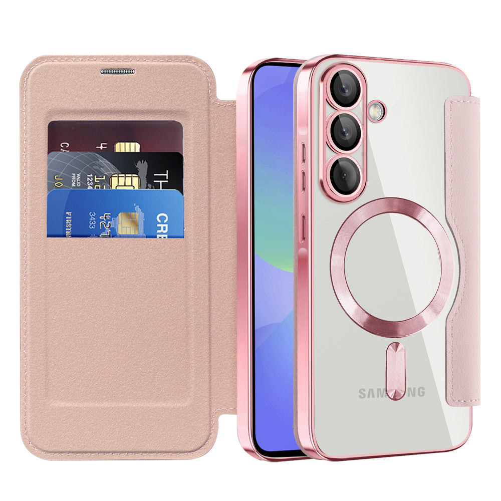 MagSafe-deksel for Samsung Galaxy A36 A366, Techsuit, SmartMag Book, Rosa