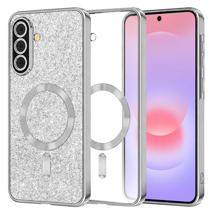 MagSafe-deksel for Samsung Galaxy A37 5G, Techsuit, Luxury Glitter, Sølv