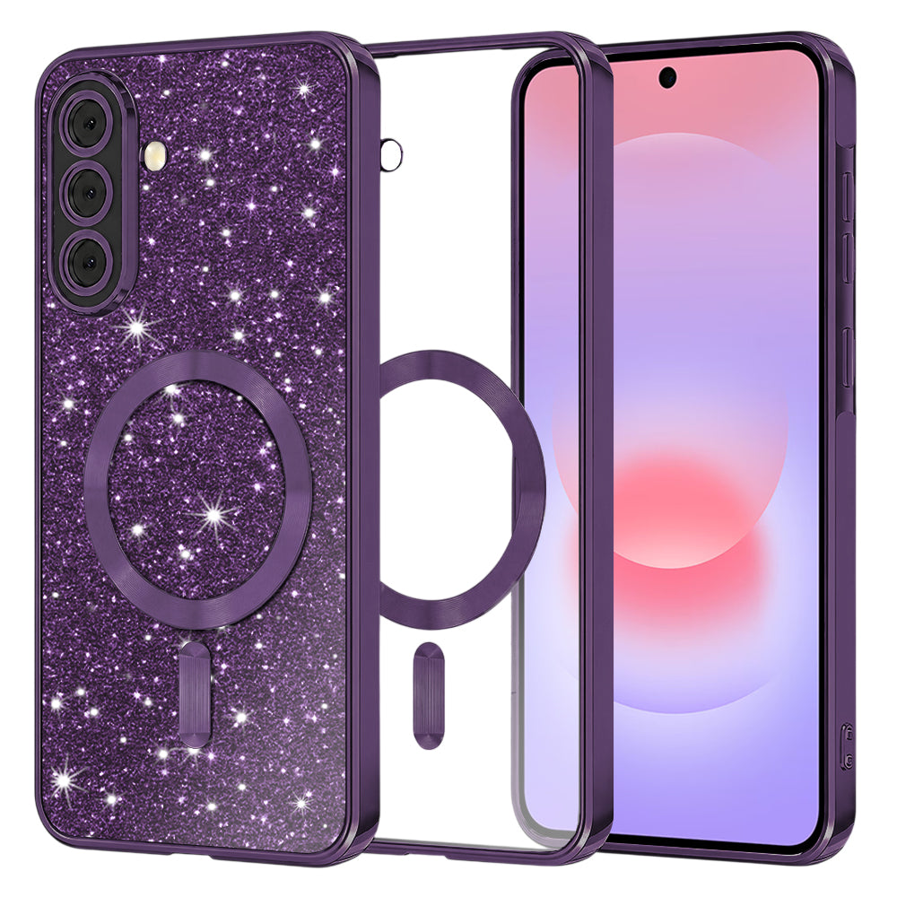 MagSafe-deksel for Samsung Galaxy A37 5G, Techsuit, Luxury Glitter, Mørk lilla