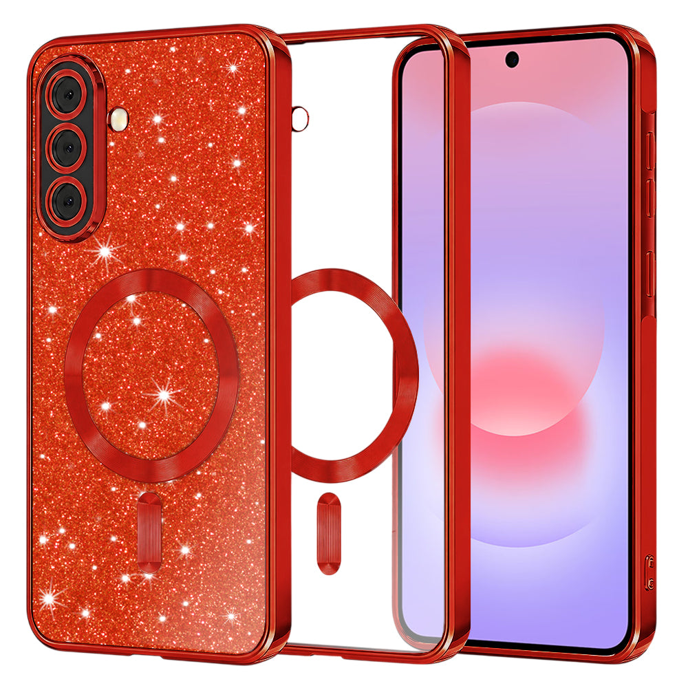 MagSafe-deksel for Samsung Galaxy A37 5G, Techsuit, Luxury Glitter, Rød
