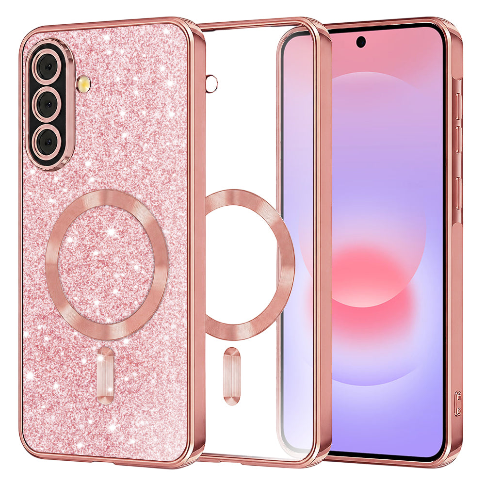 MagSafe-deksel for Samsung Galaxy A37 5G, Techsuit, Luxury Glitter, Rosa Gull