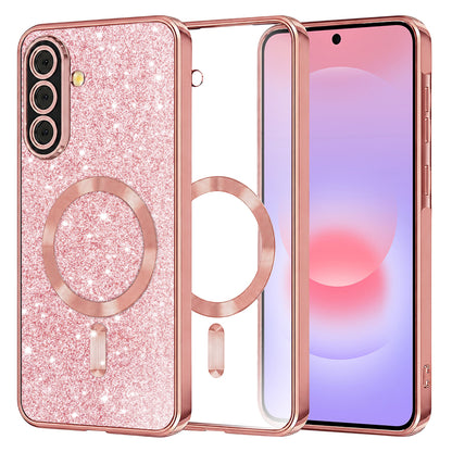 MagSafe-deksel for Samsung Galaxy A37 5G, Techsuit, Luxury Glitter, Rosa Gull