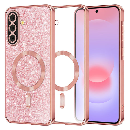MagSafe-deksel for Samsung Galaxy A37 5G, Techsuit, Luxury Glitter, Rosa Gull