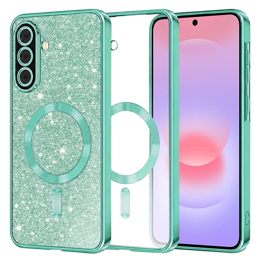 MagSafe-deksel for Samsung Galaxy A37 5G, Techsuit, Luxury Glitter, Lys grønn