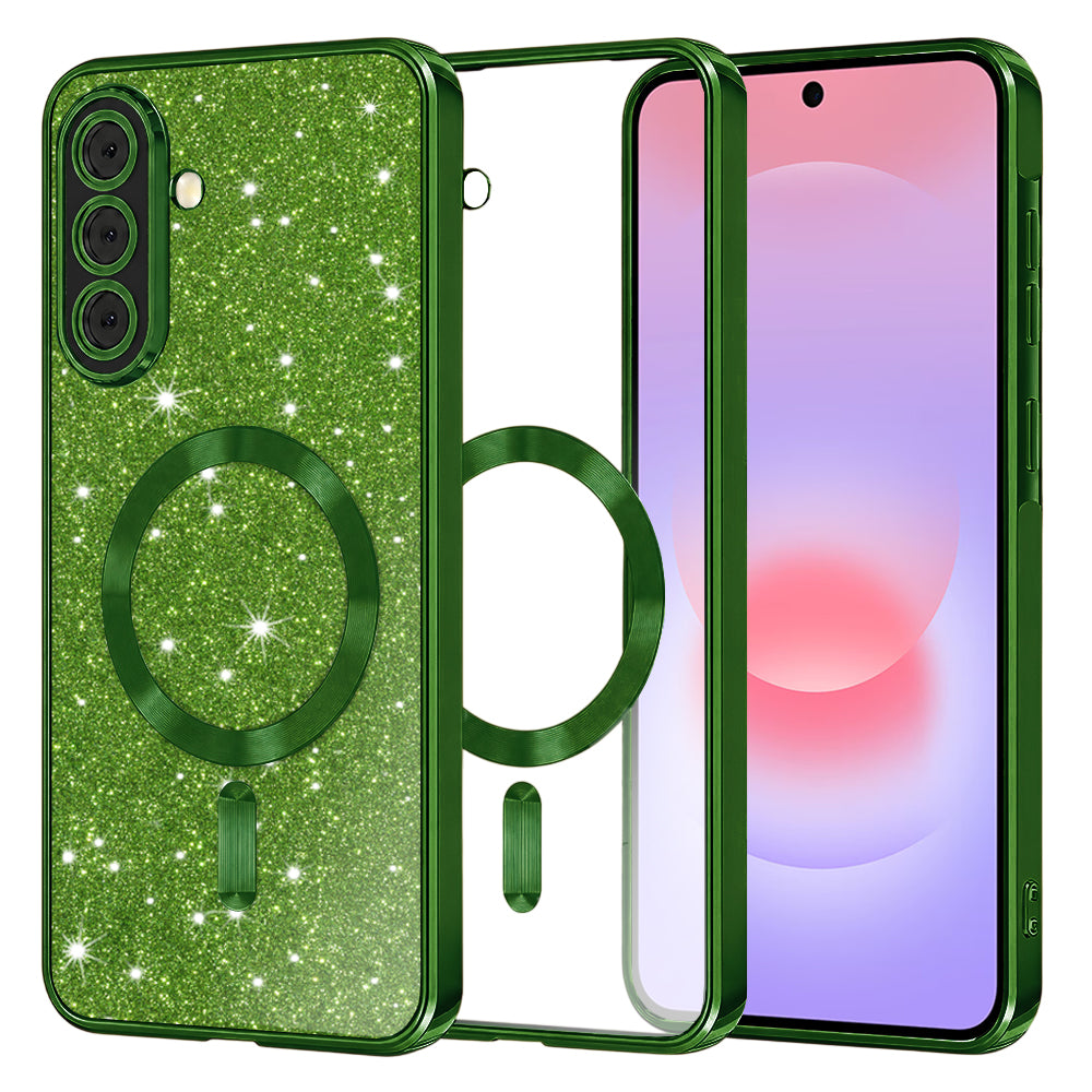 MagSafe-deksel for Samsung Galaxy A37 5G, Techsuit, Luxury Glitter, Mørkegrønn