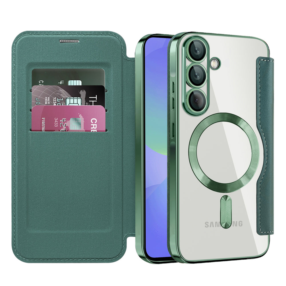 MagSafe-deksel for Samsung Galaxy A37 5G, Techsuit, SmartMag Book, Grønn