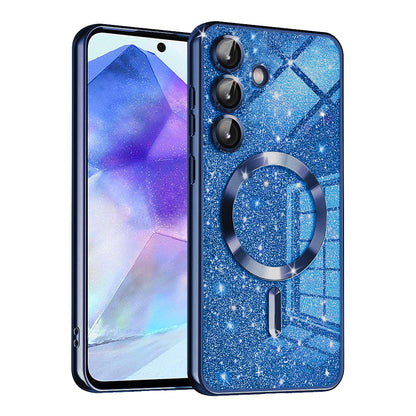 MagSafe-deksel for Samsung Galaxy A55 5G A556, Techsuit, Luxury Glitter, Mørk blå