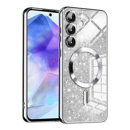 MagSafe-deksel for Samsung Galaxy A55 5G A556, Techsuit, Luxury Glitter, Sølv