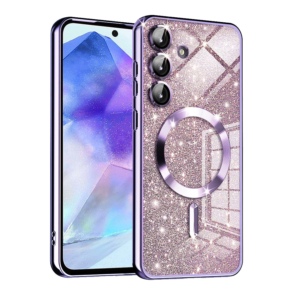 MagSafe-deksel for Samsung Galaxy A55 5G A556, Techsuit, Luxury Glitter, Lys lilla