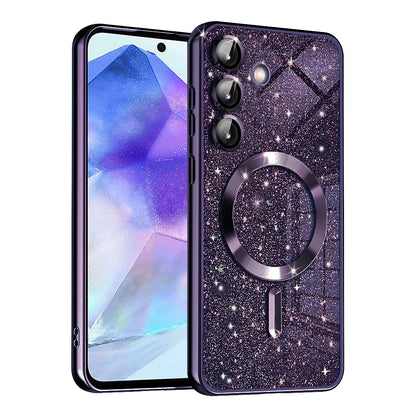 MagSafe-deksel for Samsung Galaxy A55 5G A556, Techsuit, Luxury Glitter, Mørk lilla