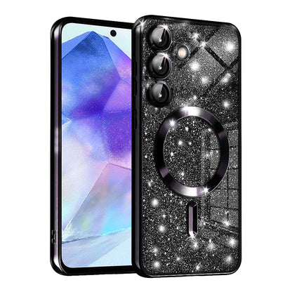 MagSafe-deksel for Samsung Galaxy A55 5G A556, Techsuit, Luxury Glitter, Svart