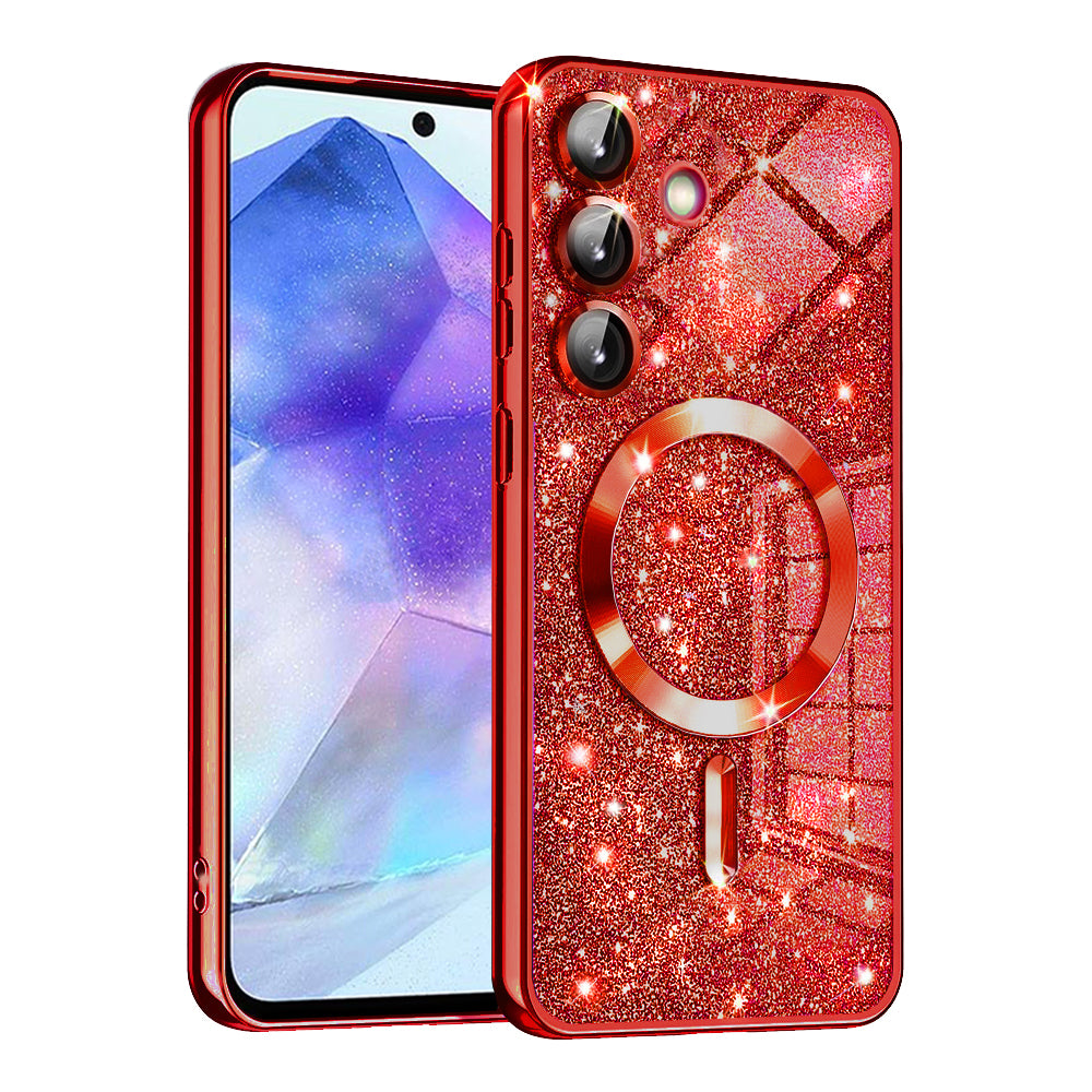 MagSafe-deksel for Samsung Galaxy A55 5G A556, Techsuit, Luxury Glitter, Rød